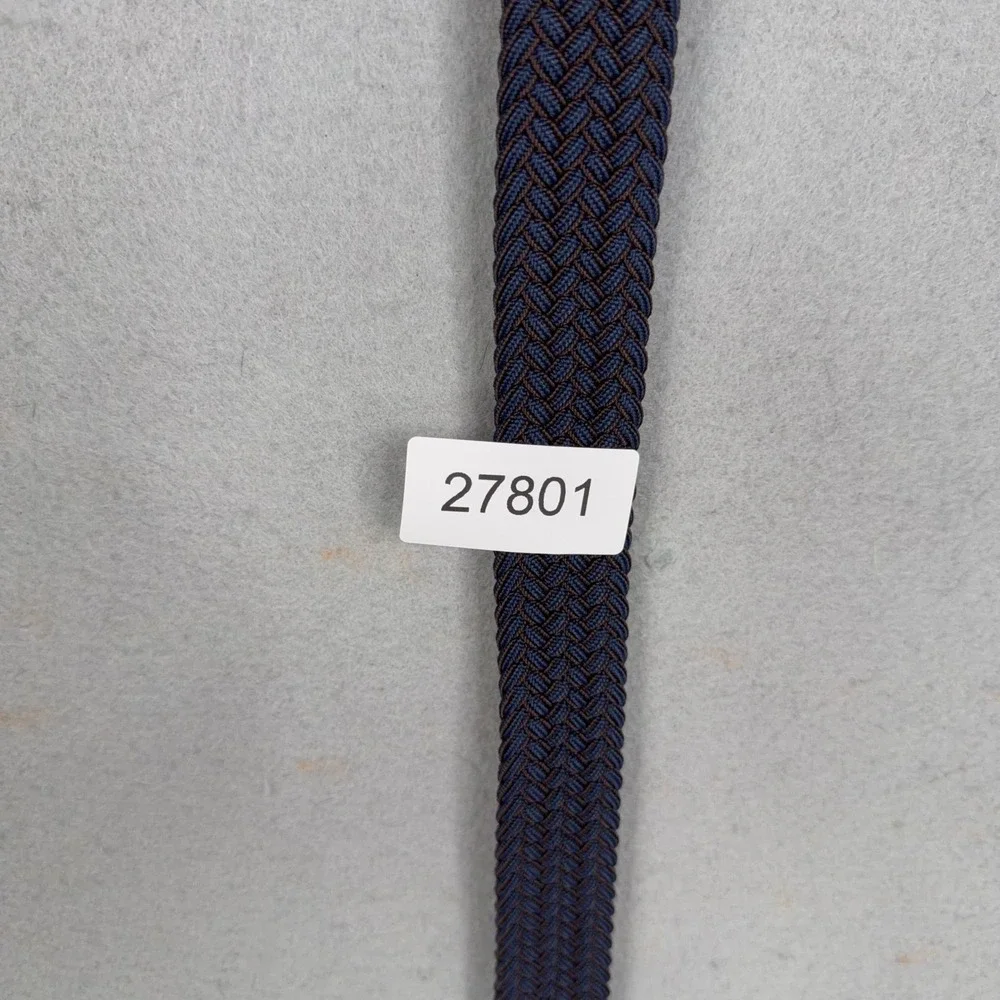 Tommy Bahama Belt Mens L/XL Blue Brown Braided Woven Leather Trim Casual Coastal